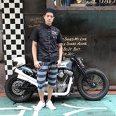 May club -【WESTRIDE】BORDER SHORTS - NVY/GRY